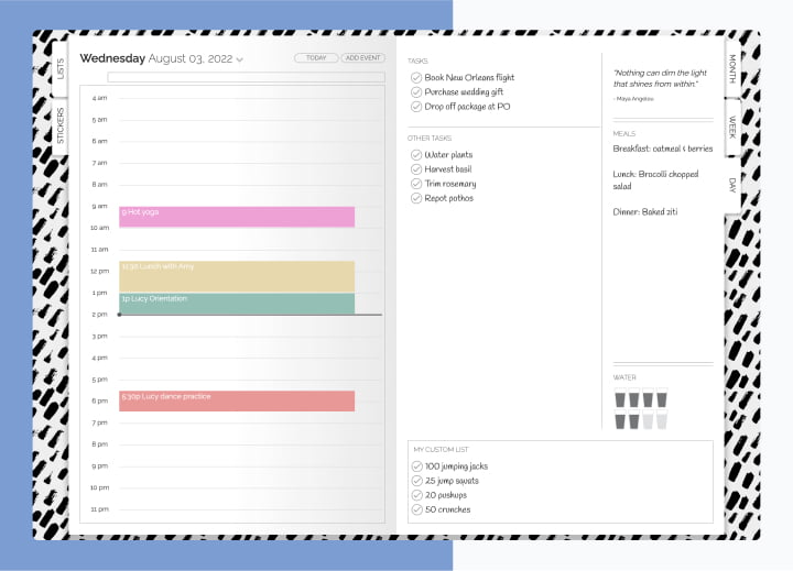 Screenshot of the Artful Agenda web app's calendar screen