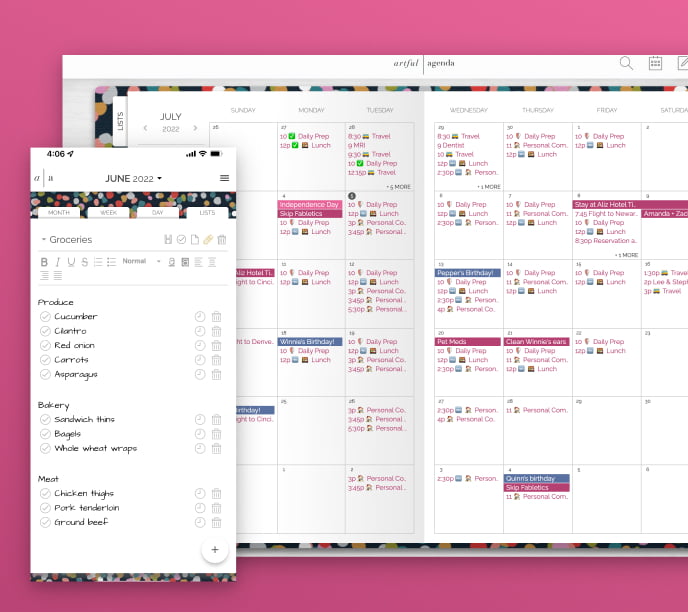 Screenshot of Artful Agenda