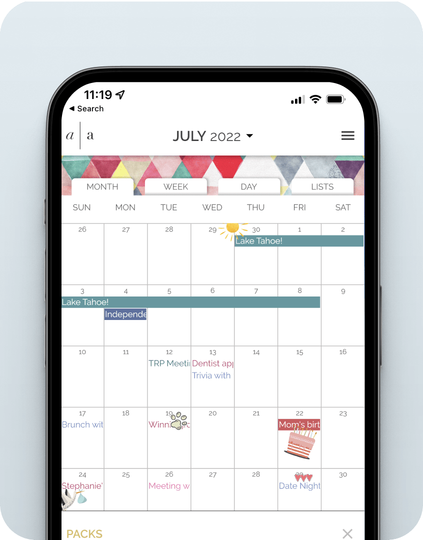 Artful Agenda App Screen