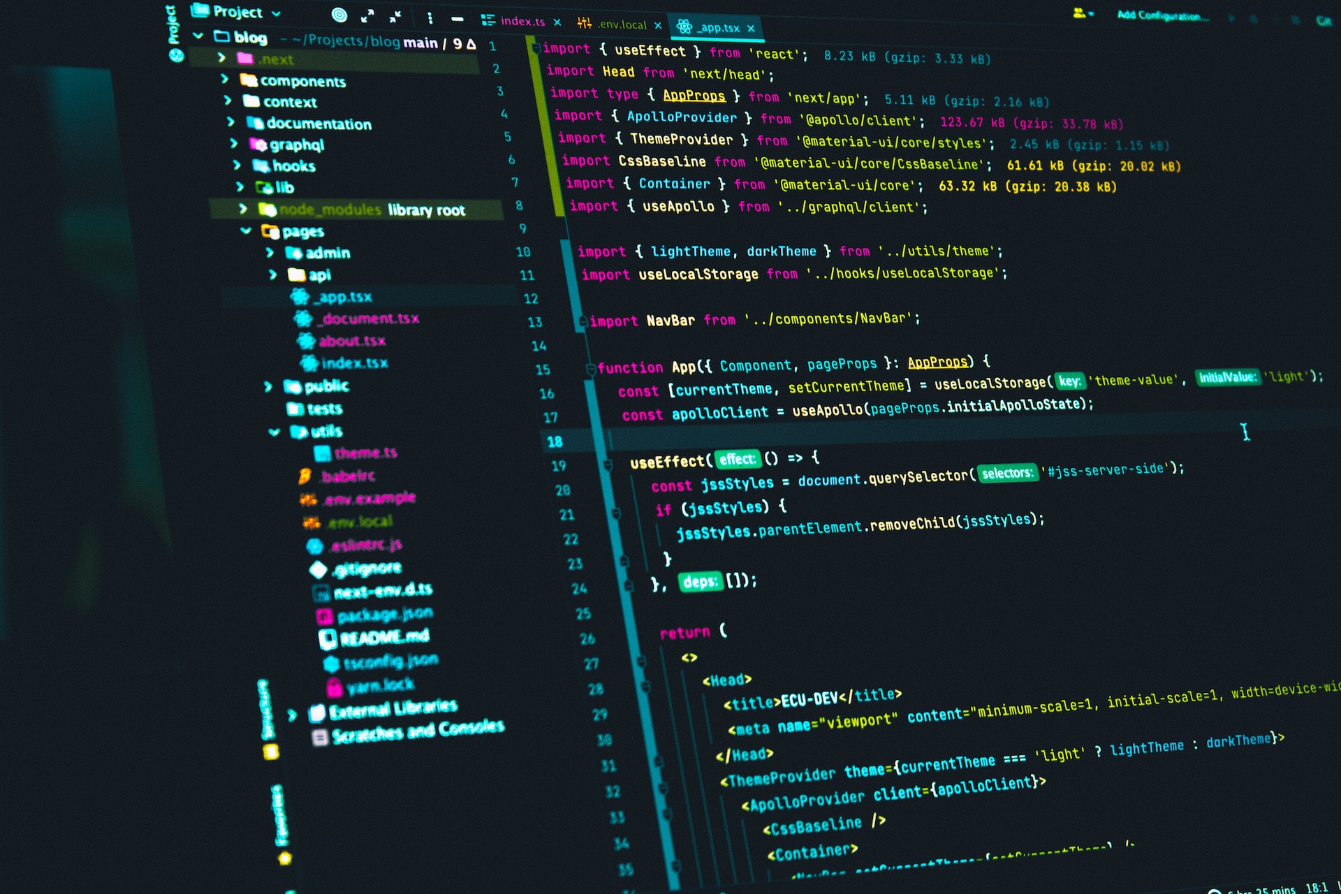 Screen displaying code for a web app.