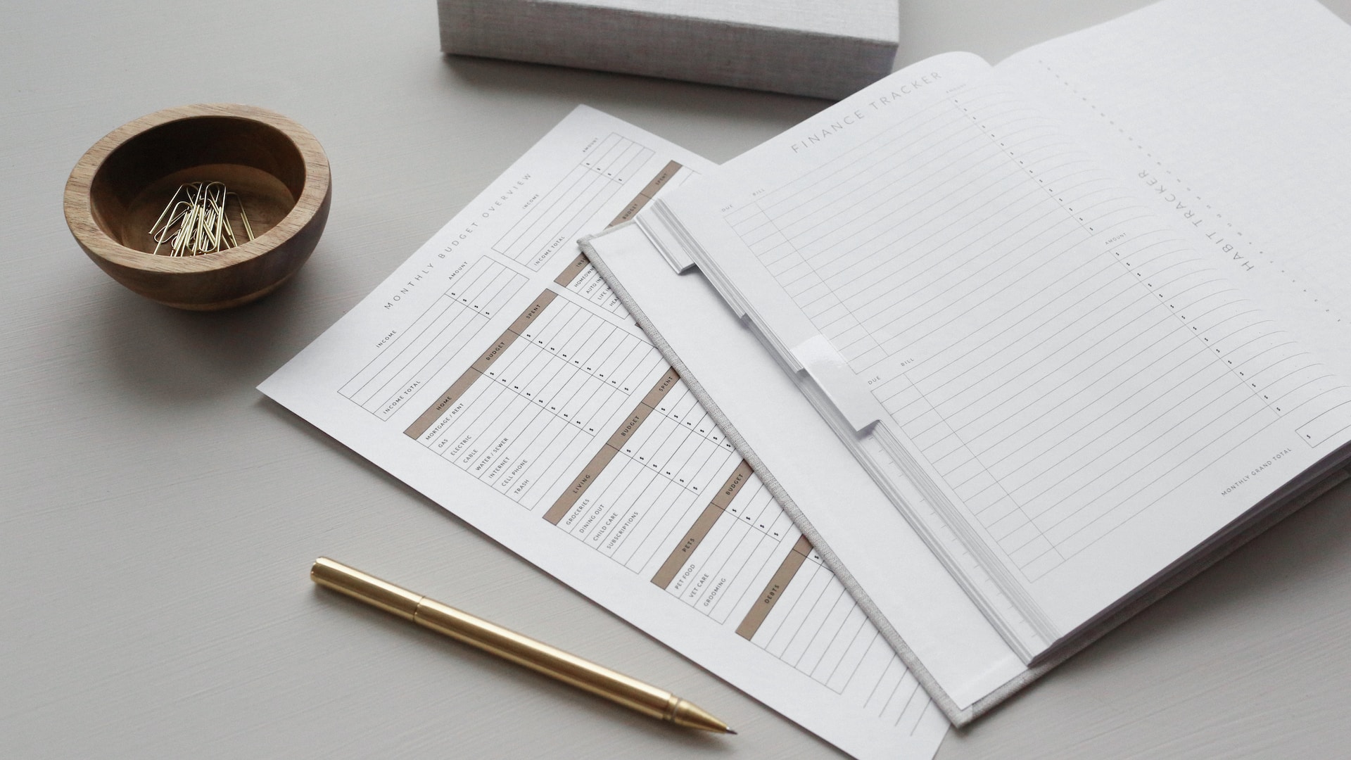 Budget and finance paperwork on a desk