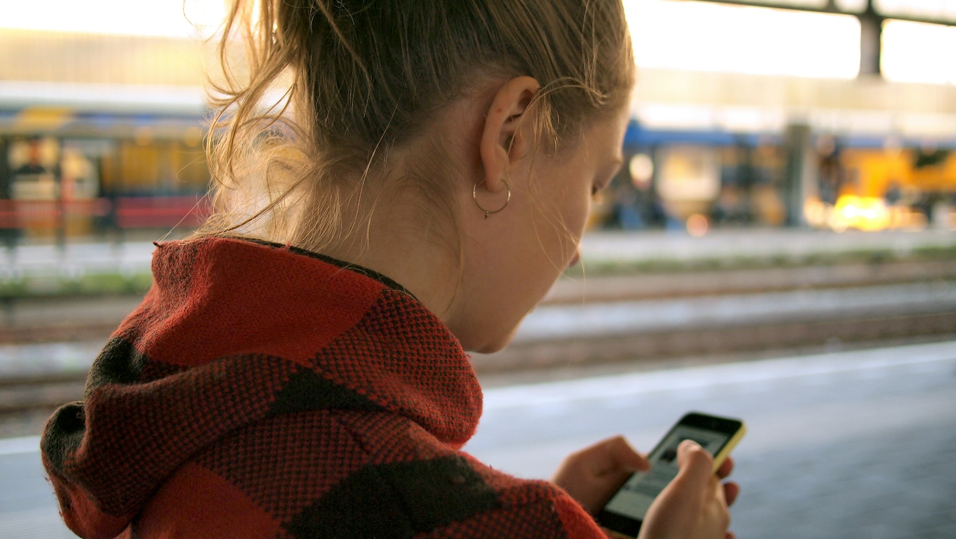 A woman checking her phone